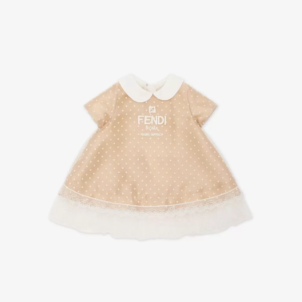 Bambina>Fendi Abito Baby In Duchesse E Tulle Beige