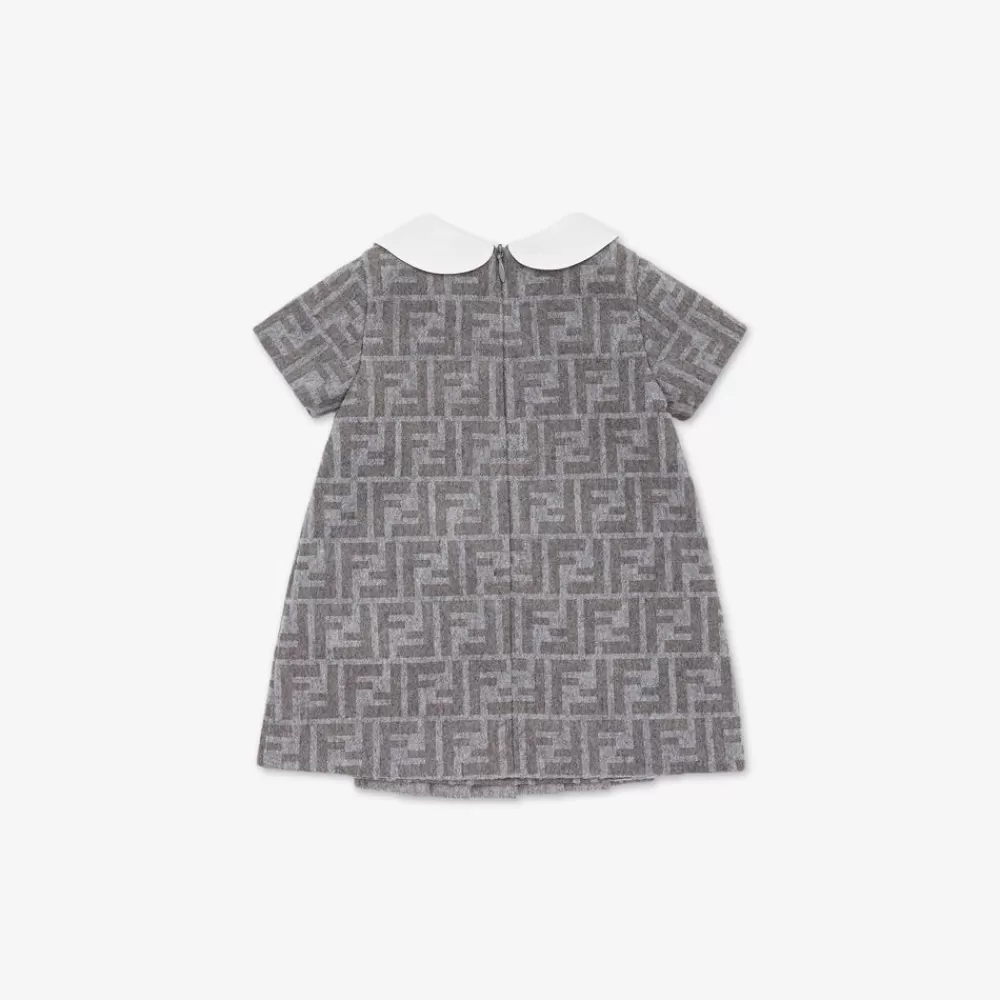 Bambina>Fendi Abito Baby In Flanella Con Logo E Plisse