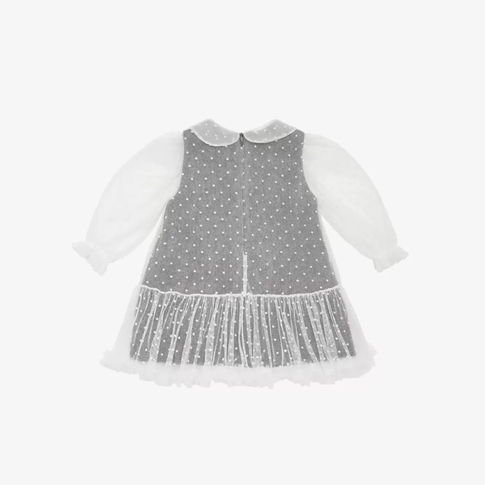 Bambina>Fendi Abito Baby In Flanella E Tulle Con Ricami