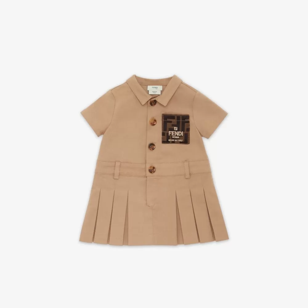 Bambina>Fendi Abito Baby In Gabardina Beige
