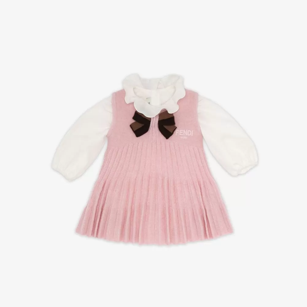Bambina>Fendi Abito Baby In Maglia Rosa