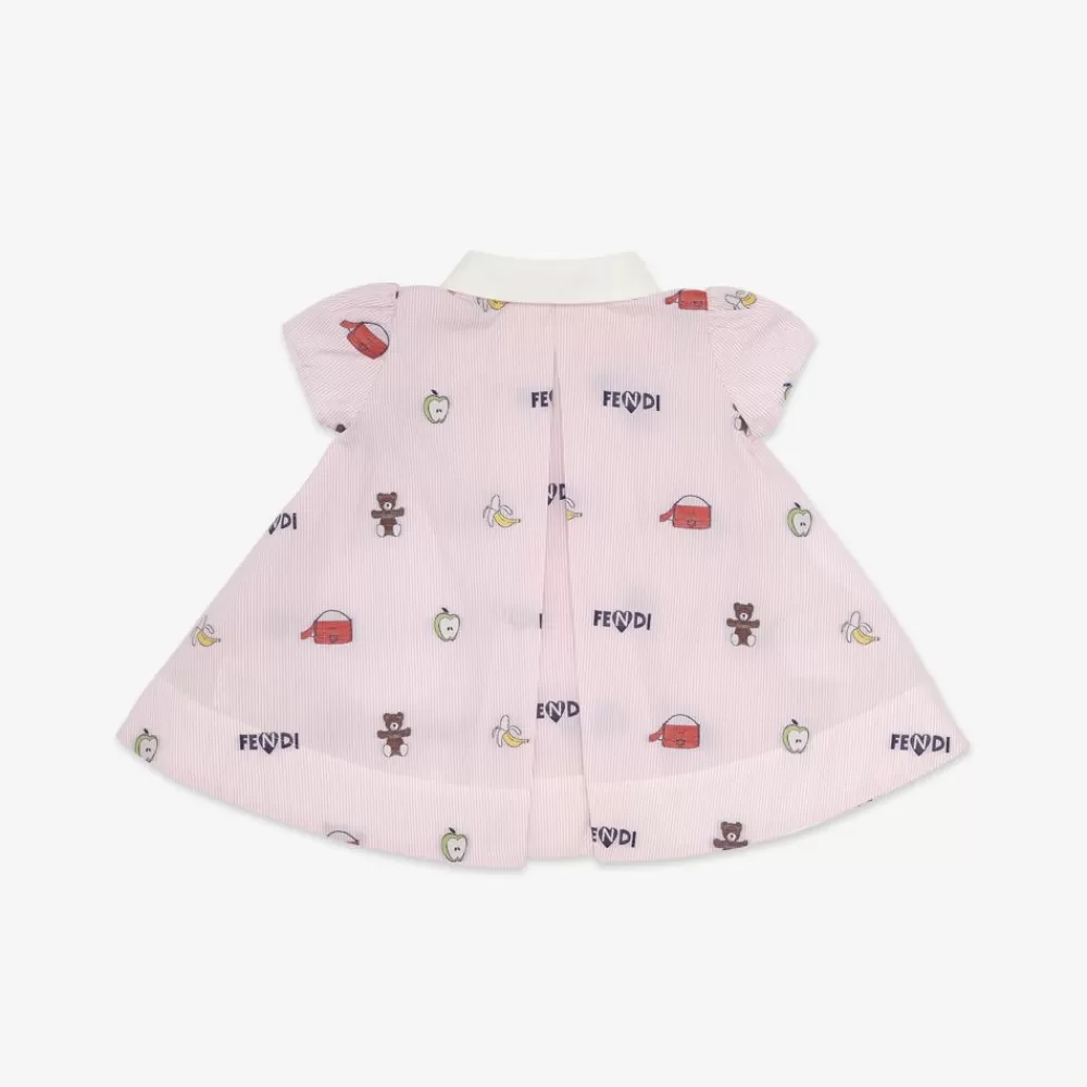 Bambina>Fendi Abito Baby In Popeline Rosa E Mutlicolor