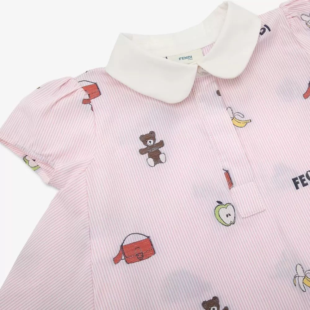 Bambina>Fendi Abito Baby In Popeline Rosa E Mutlicolor