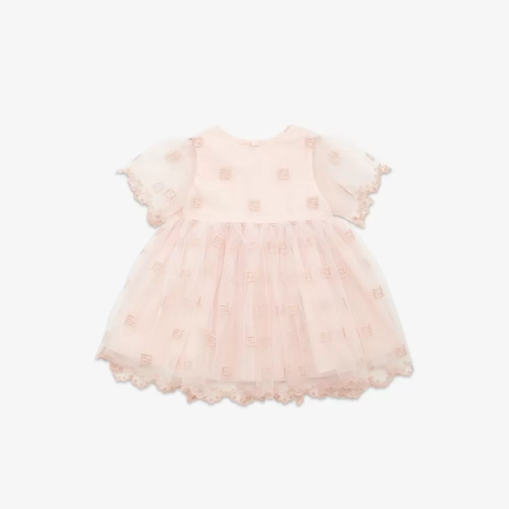 Bambina>Fendi Abito In Tulle E Ricami Rosa