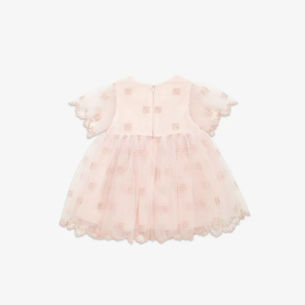 Bambina>Fendi Abito In Tulle E Ricami Rosa