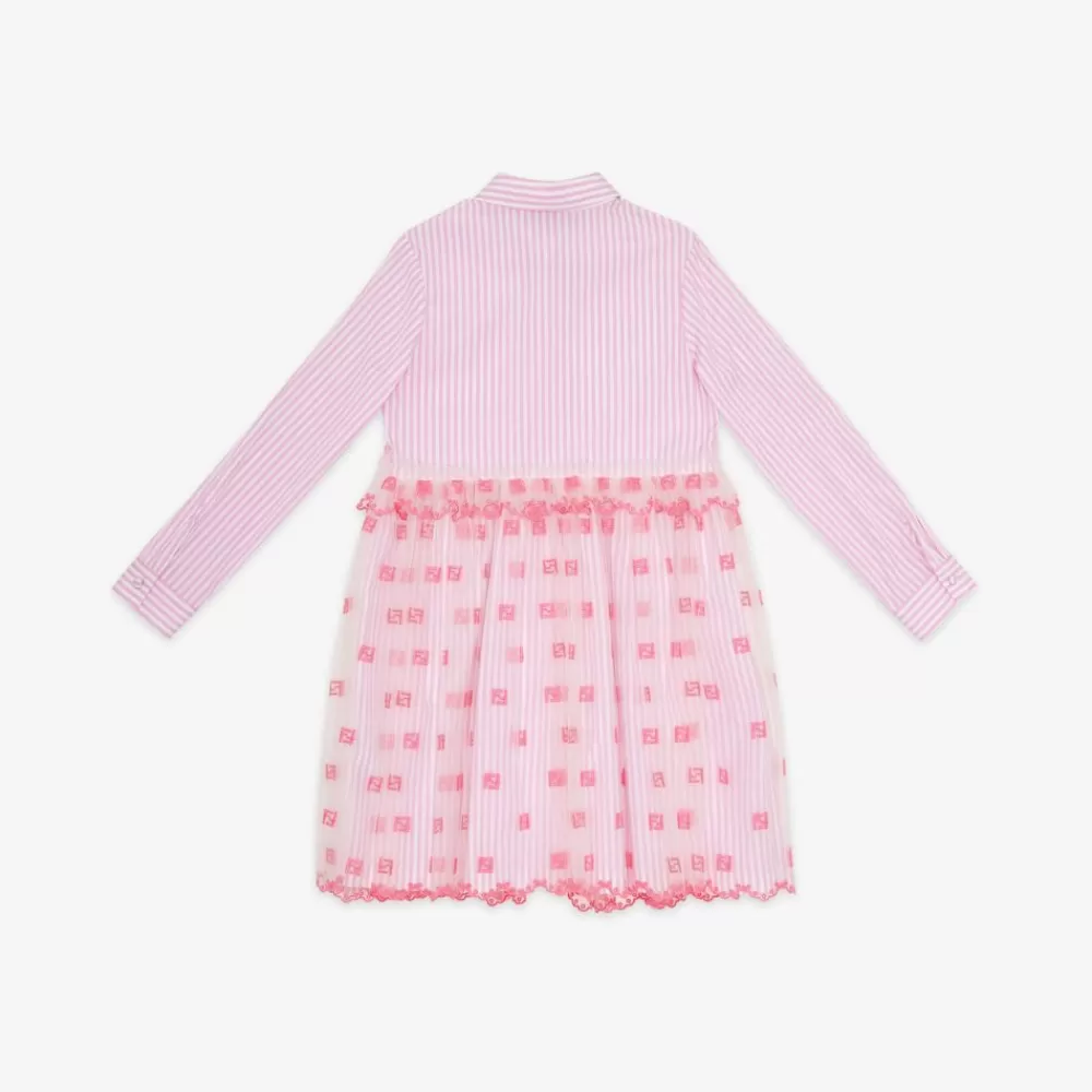 Abbigliamento>Fendi Abito Junior In Popeline E Tulle Rosa Fluo