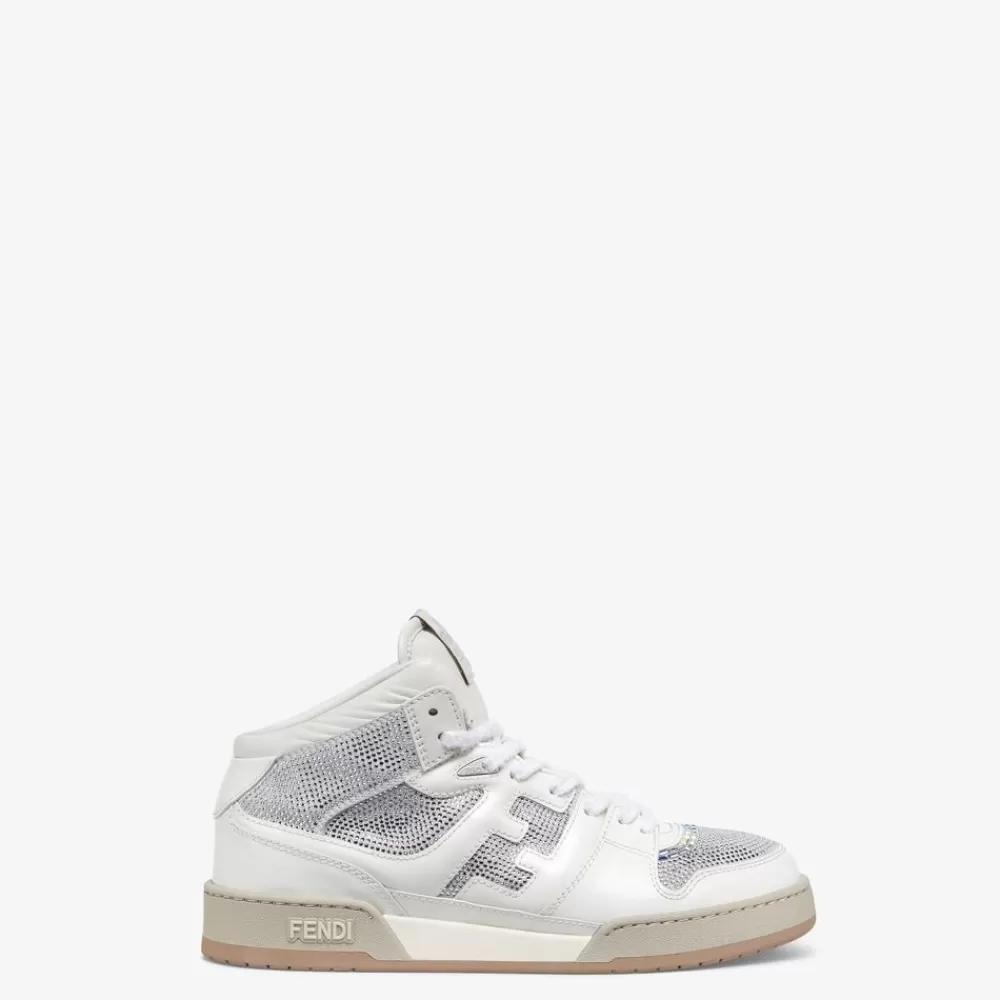 Sneakers>Fendi Alta In Pelle Bianca