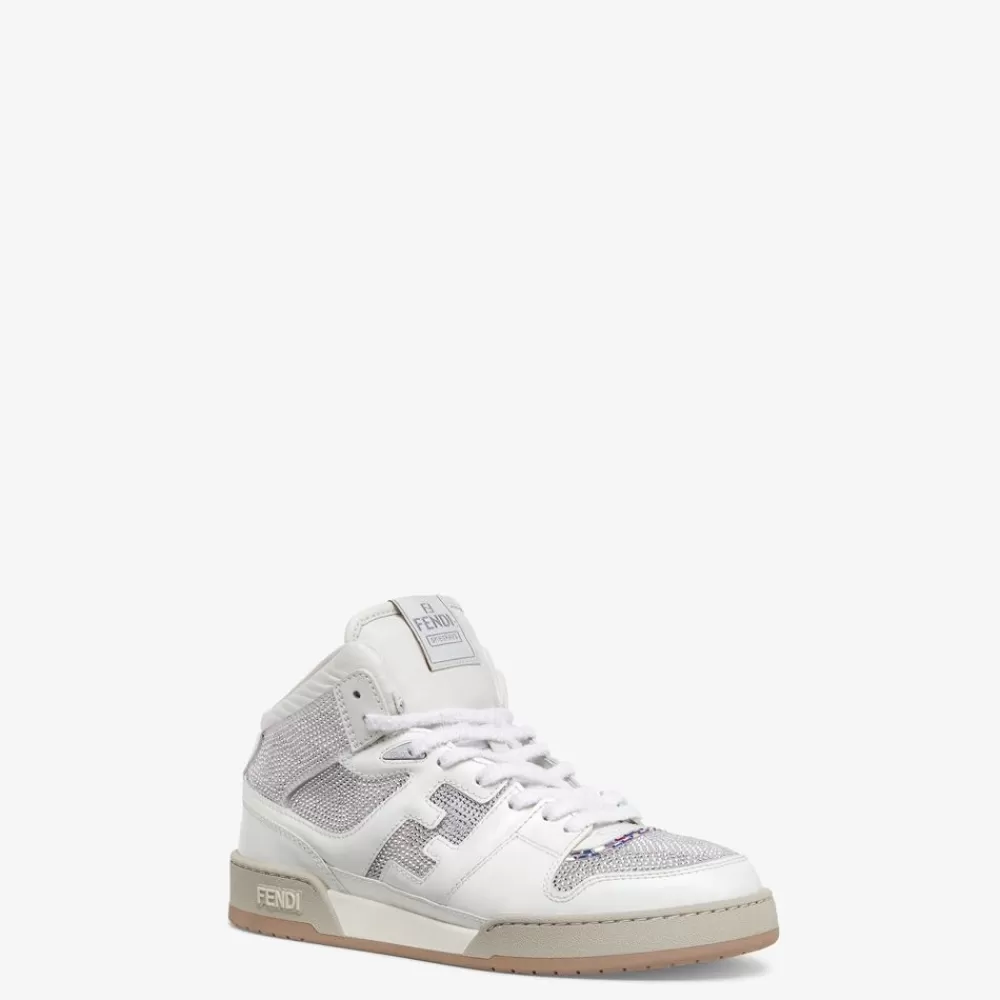 Sneakers>Fendi Alta In Pelle Bianca