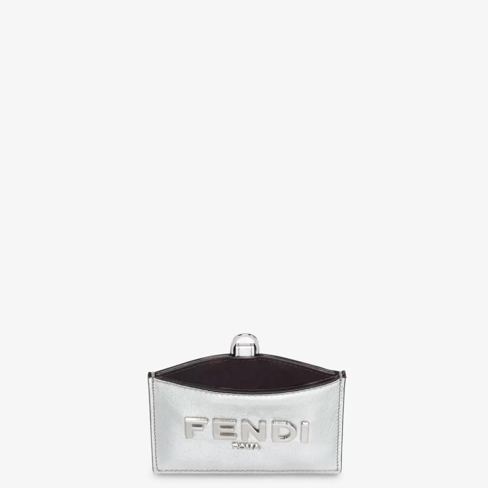 Portacarte E Piccoli Accessori>Fendi Badge Porta Nome In Pelle Color Argento