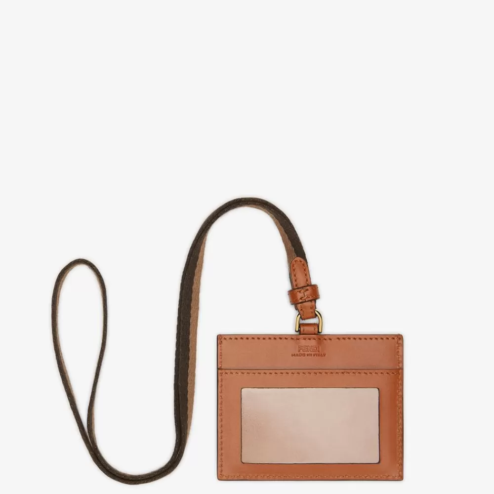 Portacarte E Piccoli Accessori>Fendi Badge Porta Nome In Pelle Marrone