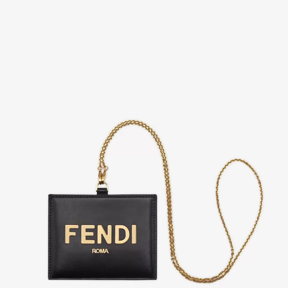 Portacarte E Piccoli Accessori>Fendi Badge Porta Nome In Pelle Nera