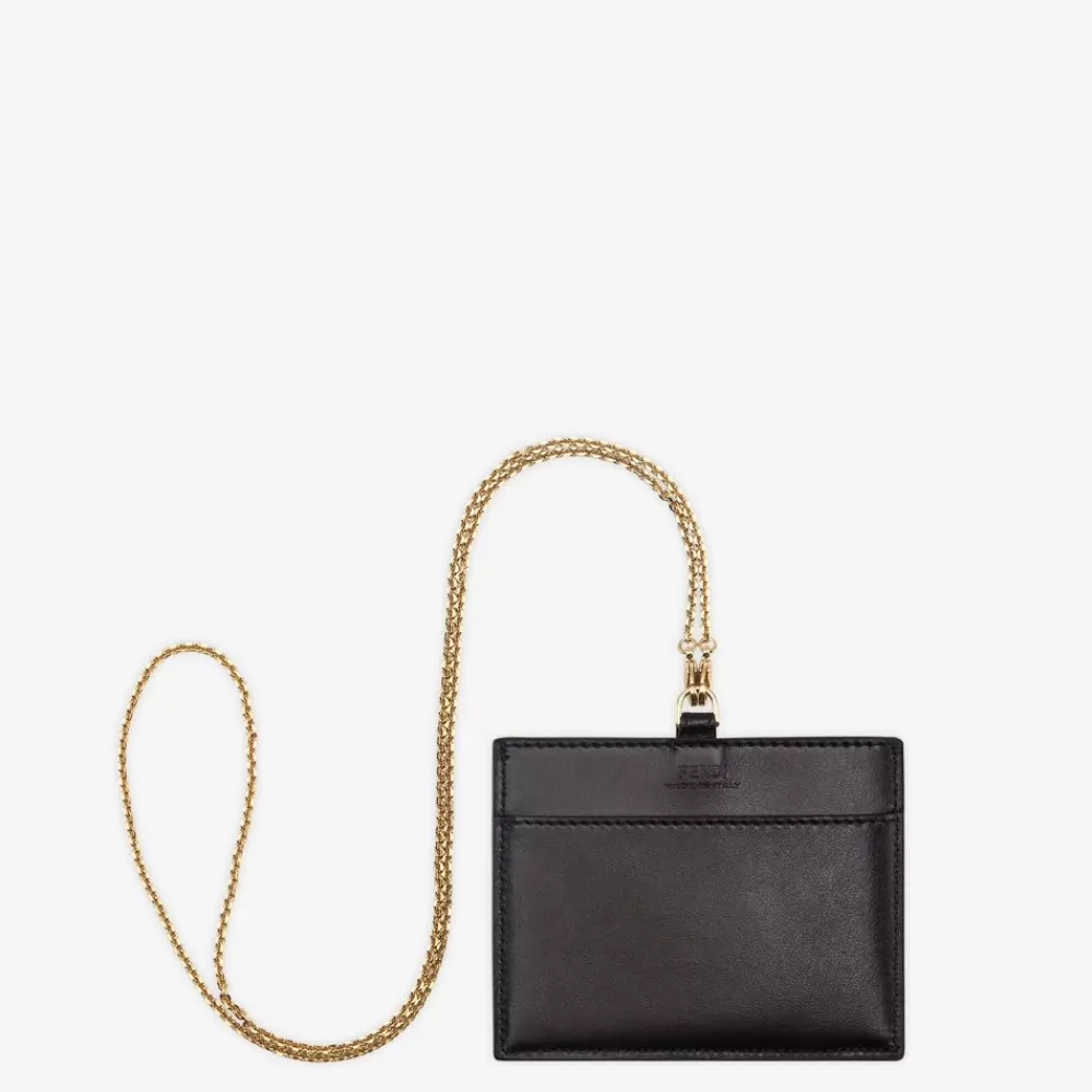 Portacarte E Piccoli Accessori>Fendi Badge Porta Nome In Pelle Nera