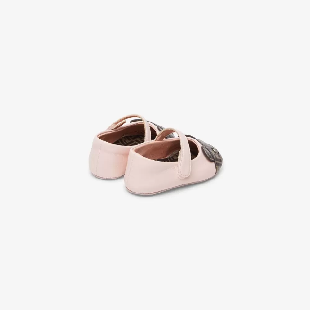 Bambina>Fendi Ballerina Baby In Pelle Rosa E Orsetto Logo