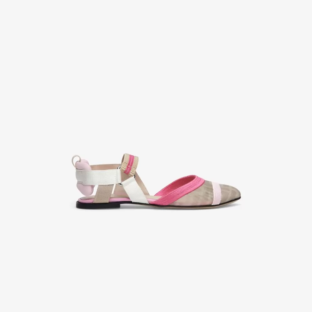 Scarpe>Fendi Ballerina Colibri Con Logo Rosa E Fucsia