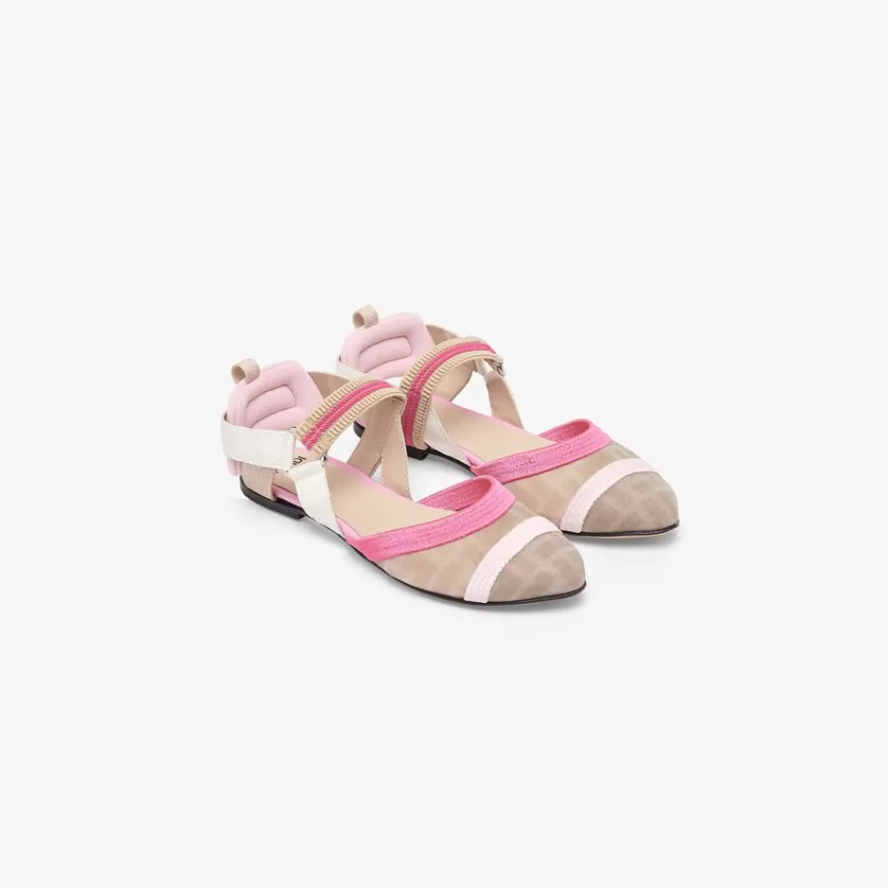 Scarpe>Fendi Ballerina Colibri Con Logo Rosa E Fucsia