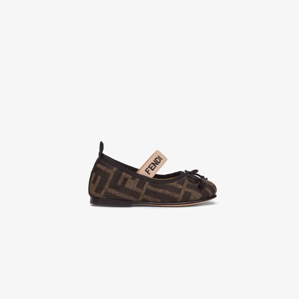 Scarpe>Fendi Ballerina In Jacquard Tabacco Per Primi Passi