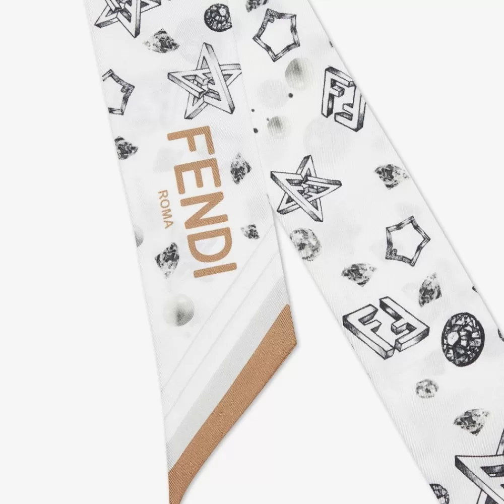 Foulard In Seta>Fendi Bandeau In Seta Avorio