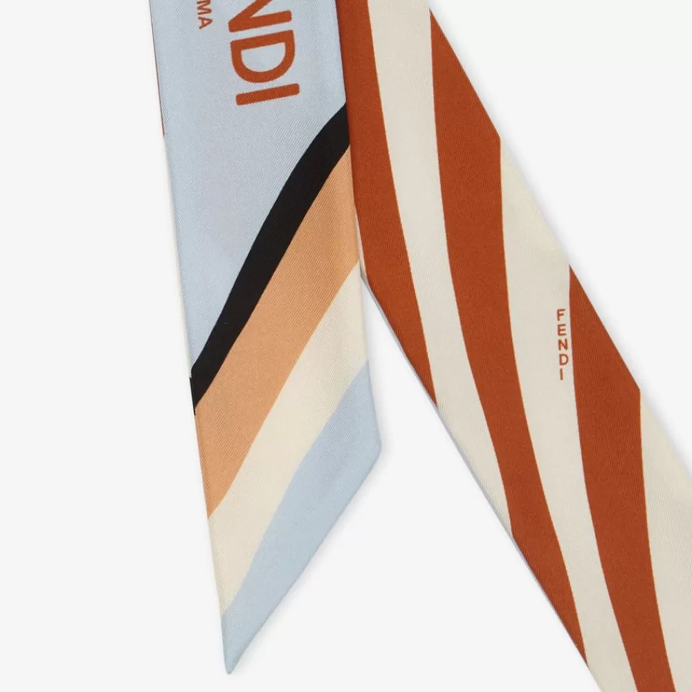 Foulard In Seta>Fendi Bandeau In Seta Azzurra