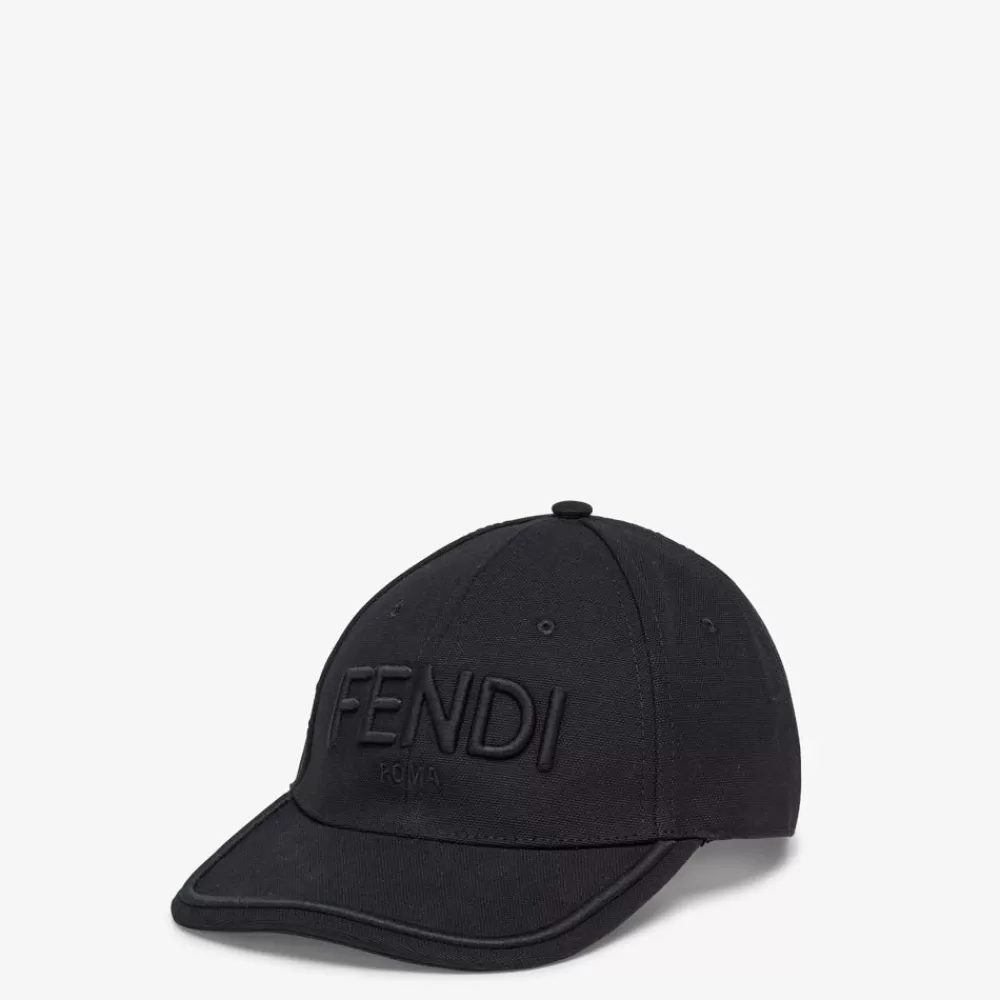 Cappelli E Guanti>Fendi Baseball Cap In Canvas Nero