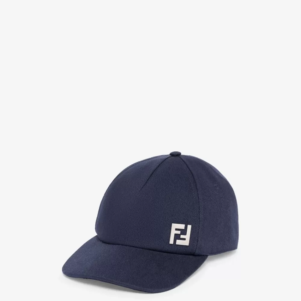 Cappelli E Guanti>Fendi Baseball Cap In Cotone Blu