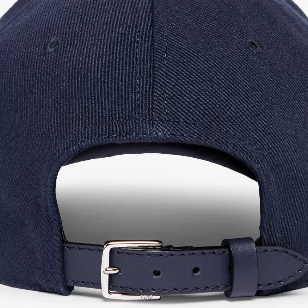 Cappelli E Guanti>Fendi Baseball Cap In Cotone Blu