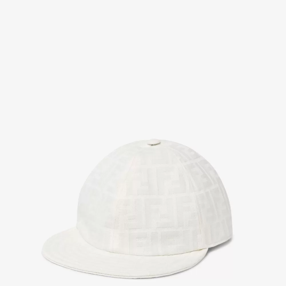 Cappelli E Guanti>Fendi Baseball Cap In Cotone Ff Bianco