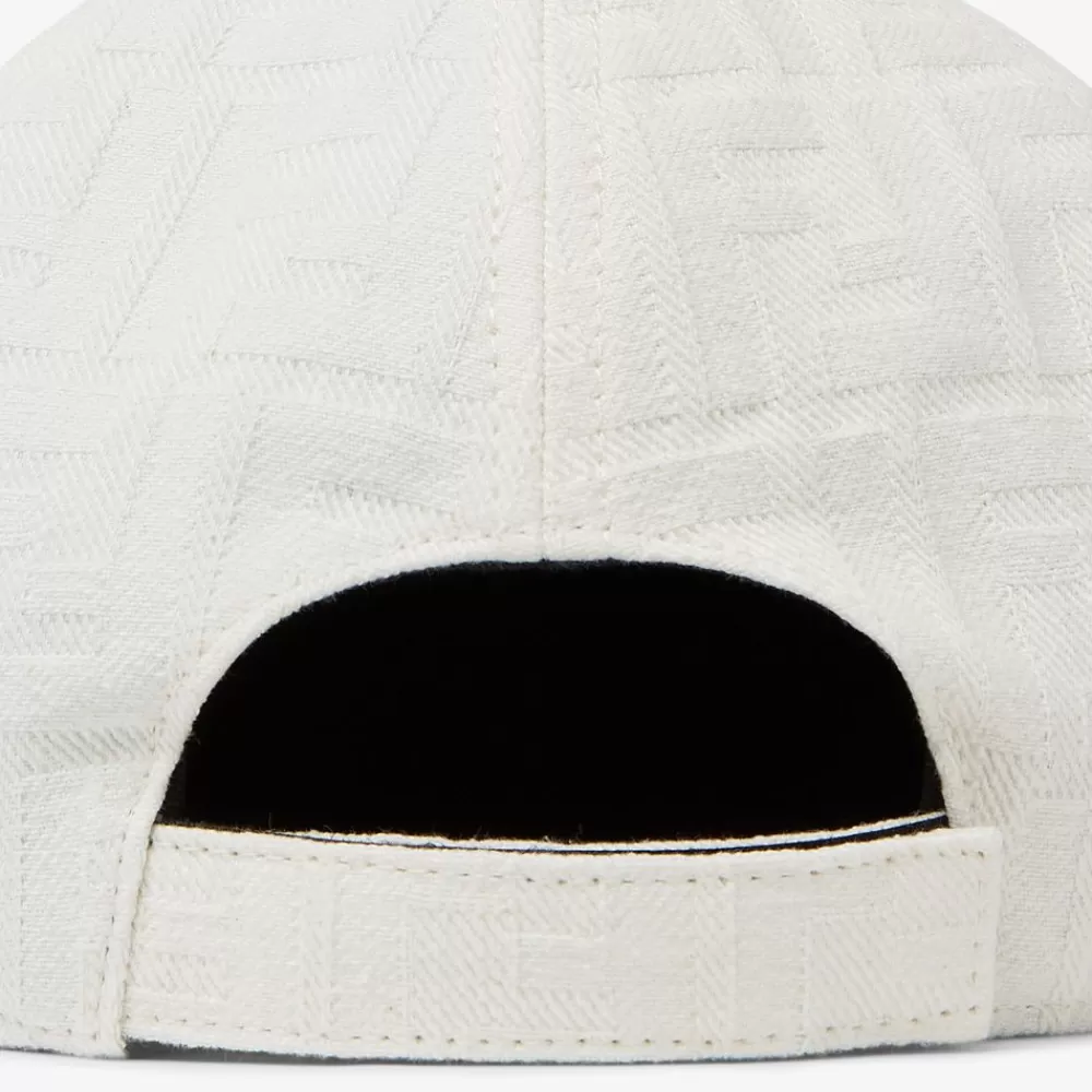 Cappelli E Guanti>Fendi Baseball Cap In Cotone Ff Bianco