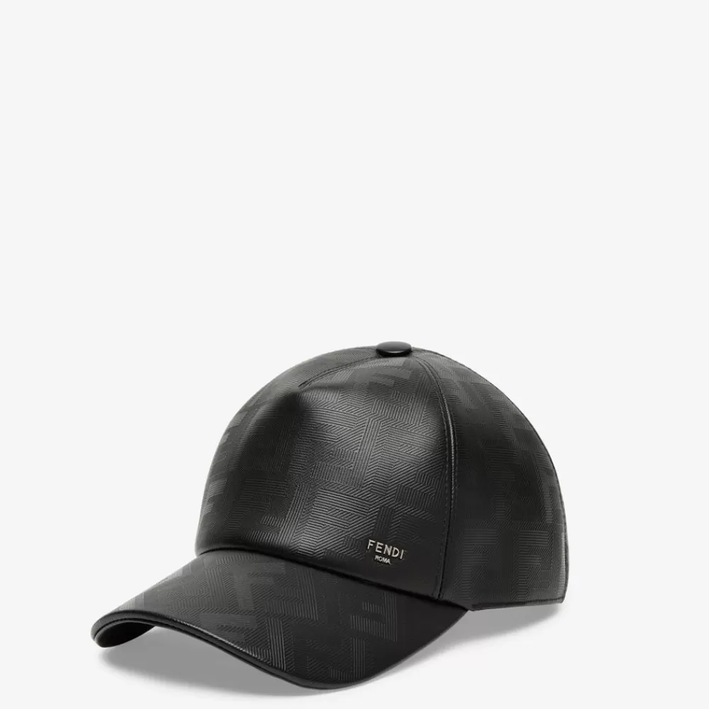 Cappelli E Guanti>Fendi Baseball Cap In Pelle Nera