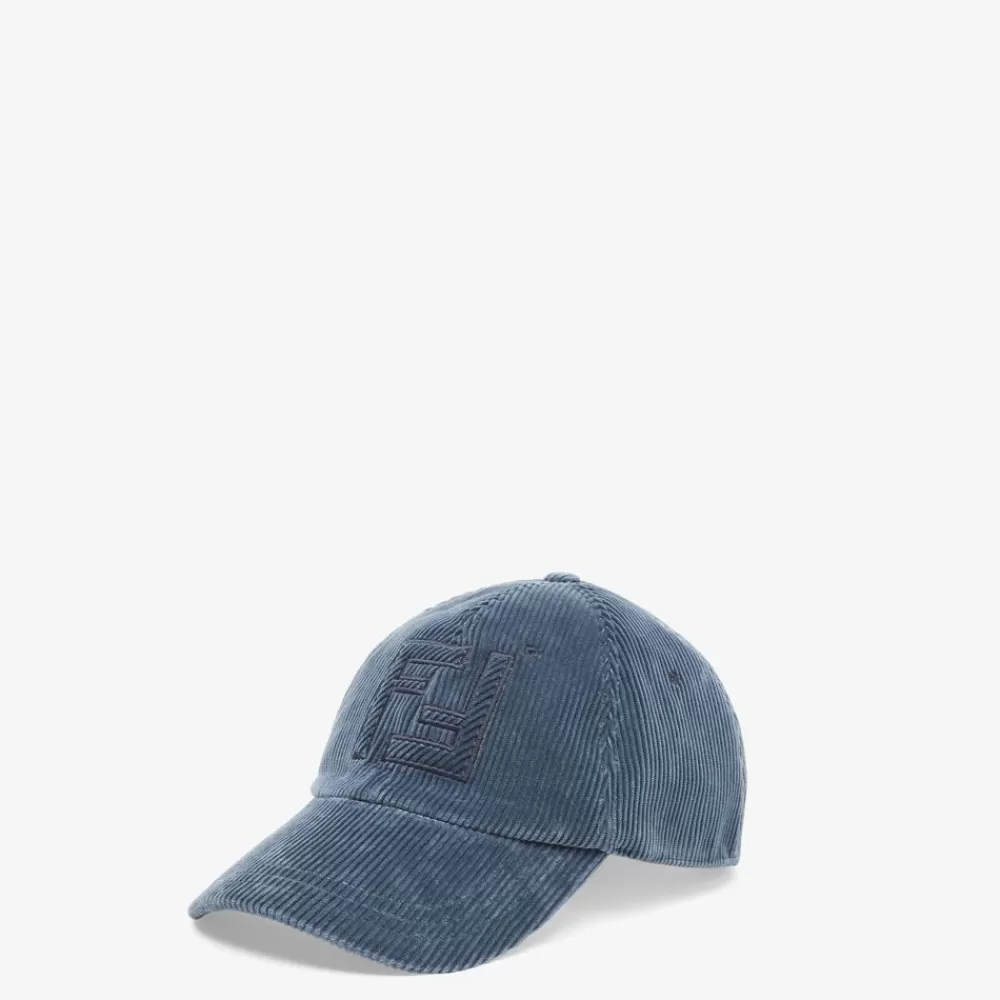 Cappelli E Guanti>Fendi Baseball Cap In Velluto Blu