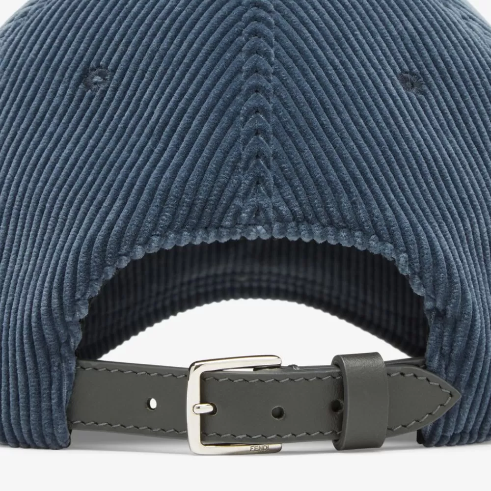 Cappelli E Guanti>Fendi Baseball Cap In Velluto Blu