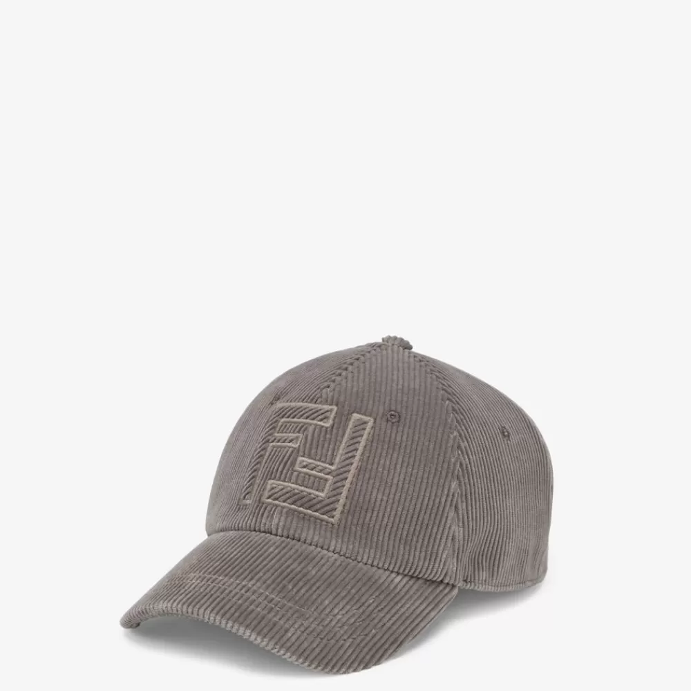 Cappelli E Guanti>Fendi Baseball Cap In Velluto Grigio