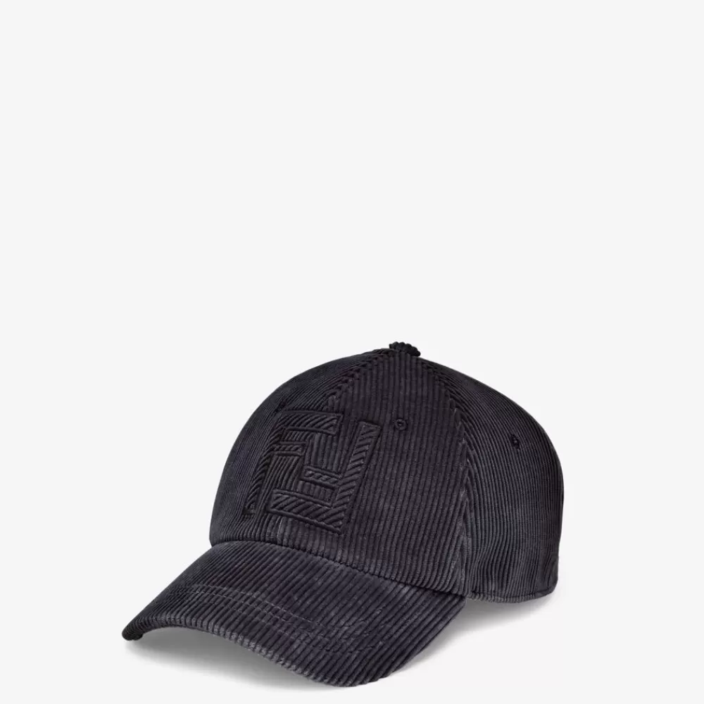 Cappelli E Guanti>Fendi Baseball Cap In Velluto Nero