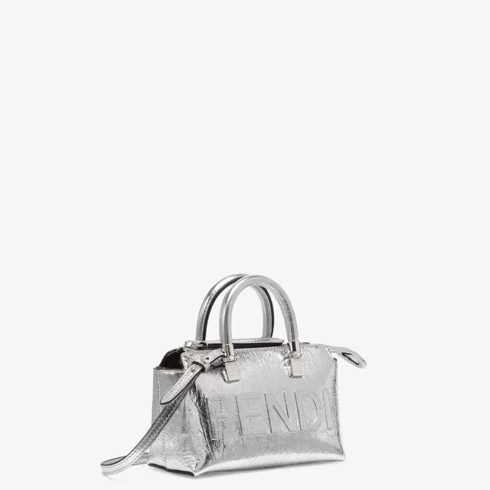 Borse Mini>Fendi Bauletto Piccolo In Pelle Argento Craquele