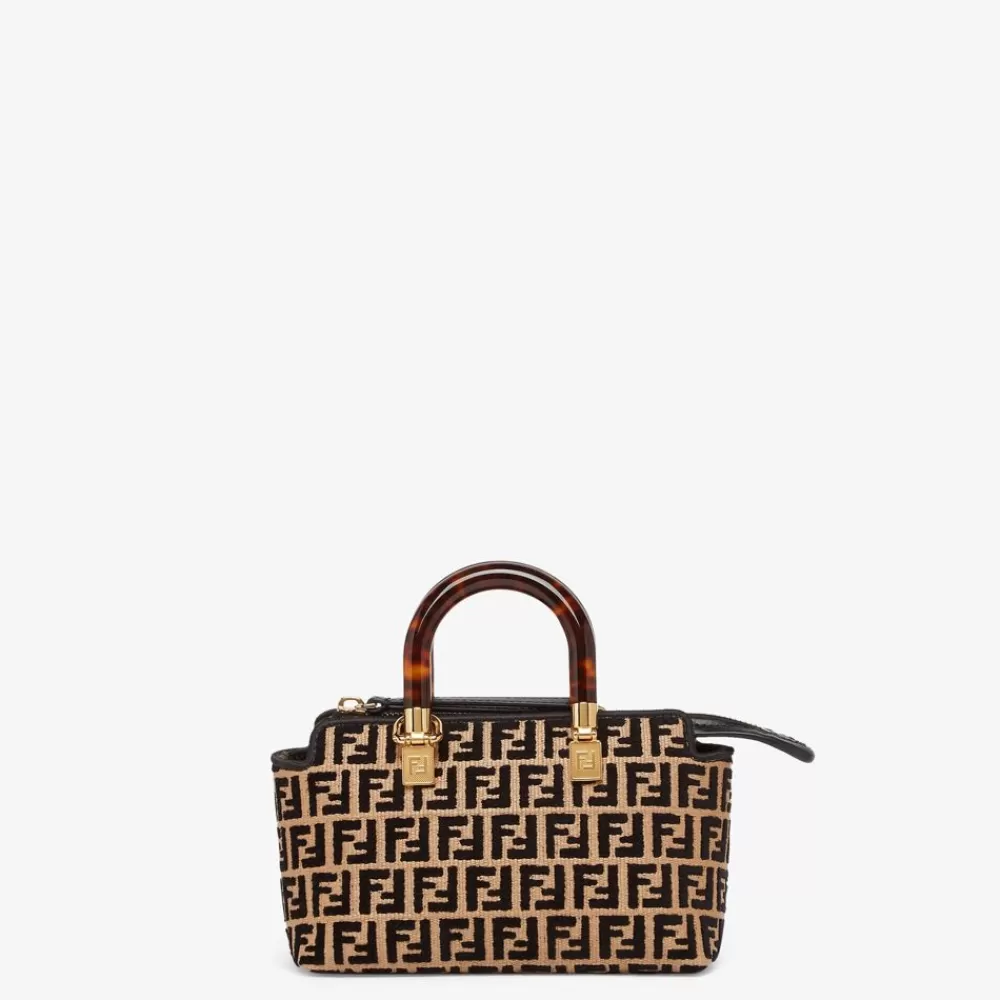 Borse Mini>Fendi Bauletto Piccolo In Rafia Con Motivo Ff In Tessuto Tapestry Nero
