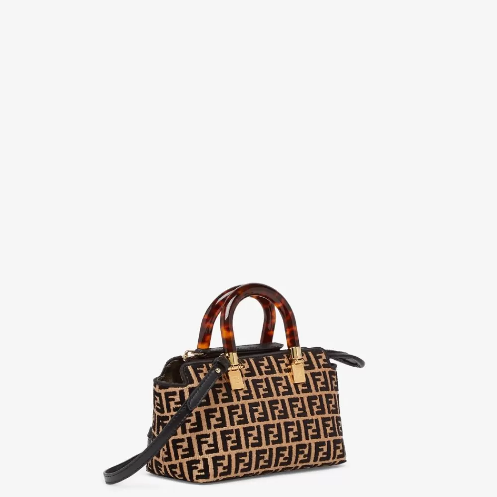 Borse Mini>Fendi Bauletto Piccolo In Rafia Con Motivo Ff In Tessuto Tapestry Nero