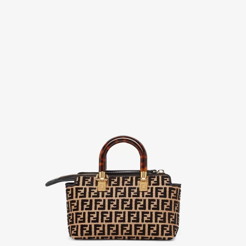 Borse Mini>Fendi Bauletto Piccolo In Rafia Con Motivo Ff In Tessuto Tapestry Nero