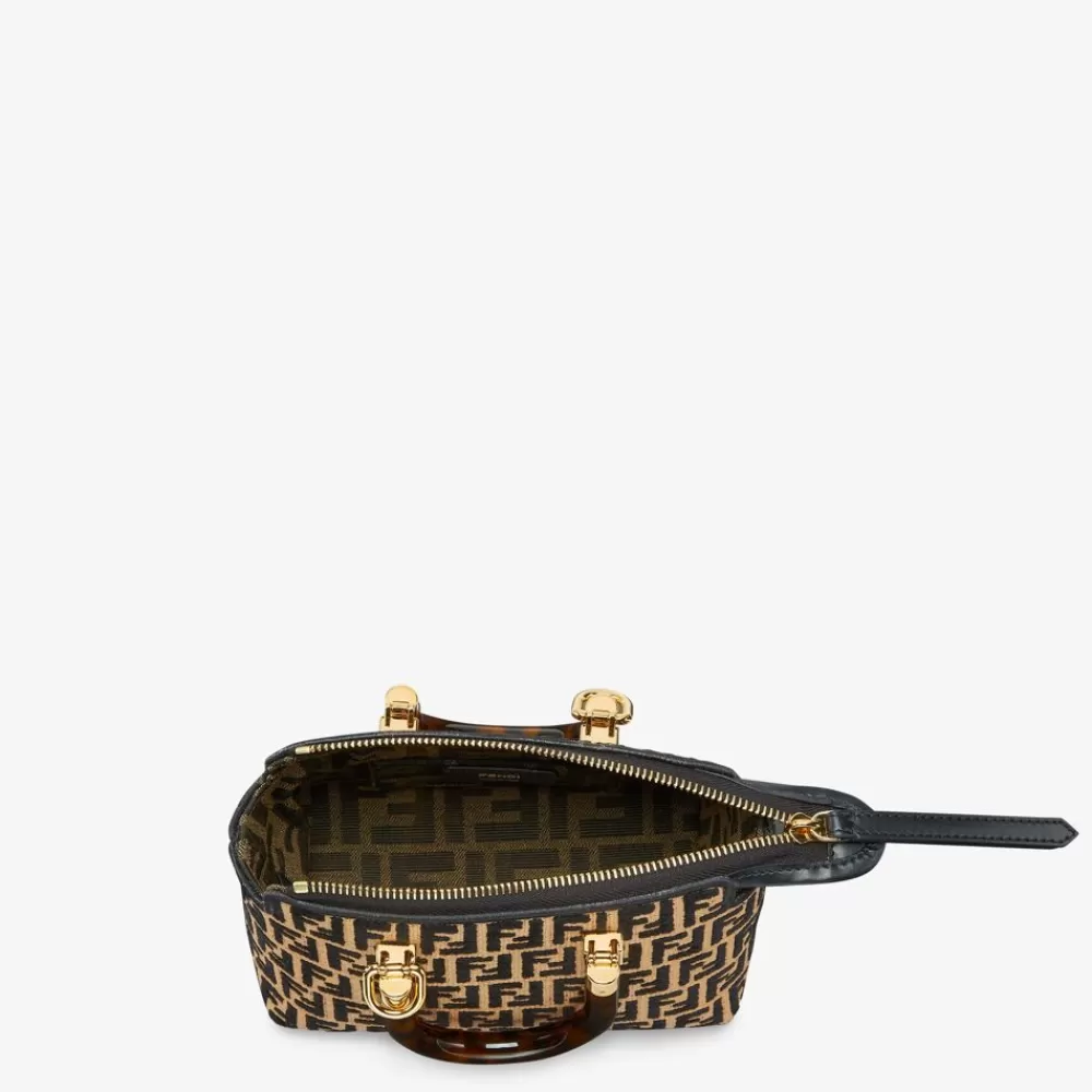 Borse Mini>Fendi Bauletto Piccolo In Rafia Con Motivo Ff In Tessuto Tapestry Nero