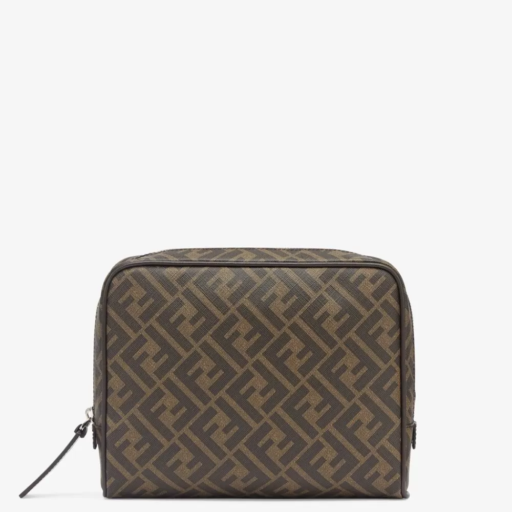 Pouch>Fendi Beauty Case In Tessuto Marrone