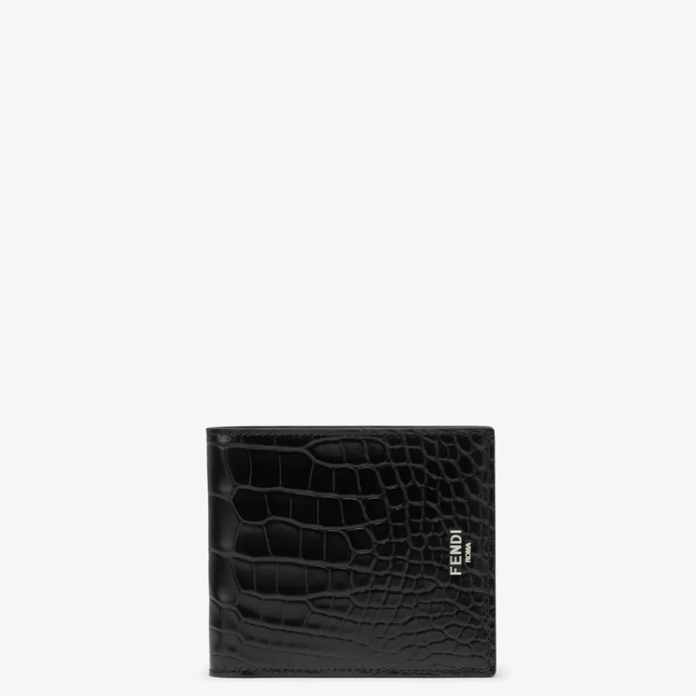 Portafogli>Fendi Bi-Fold In Alligatore Nero