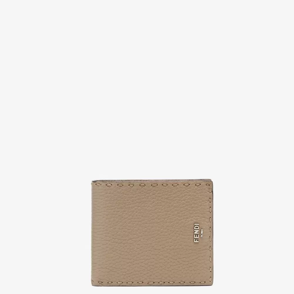 Portafogli>Fendi Bi-Fold In Pelle Beige