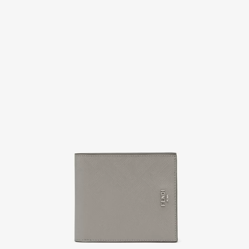 Portafogli>Fendi Bi-Fold In Pelle Grigio Tortora