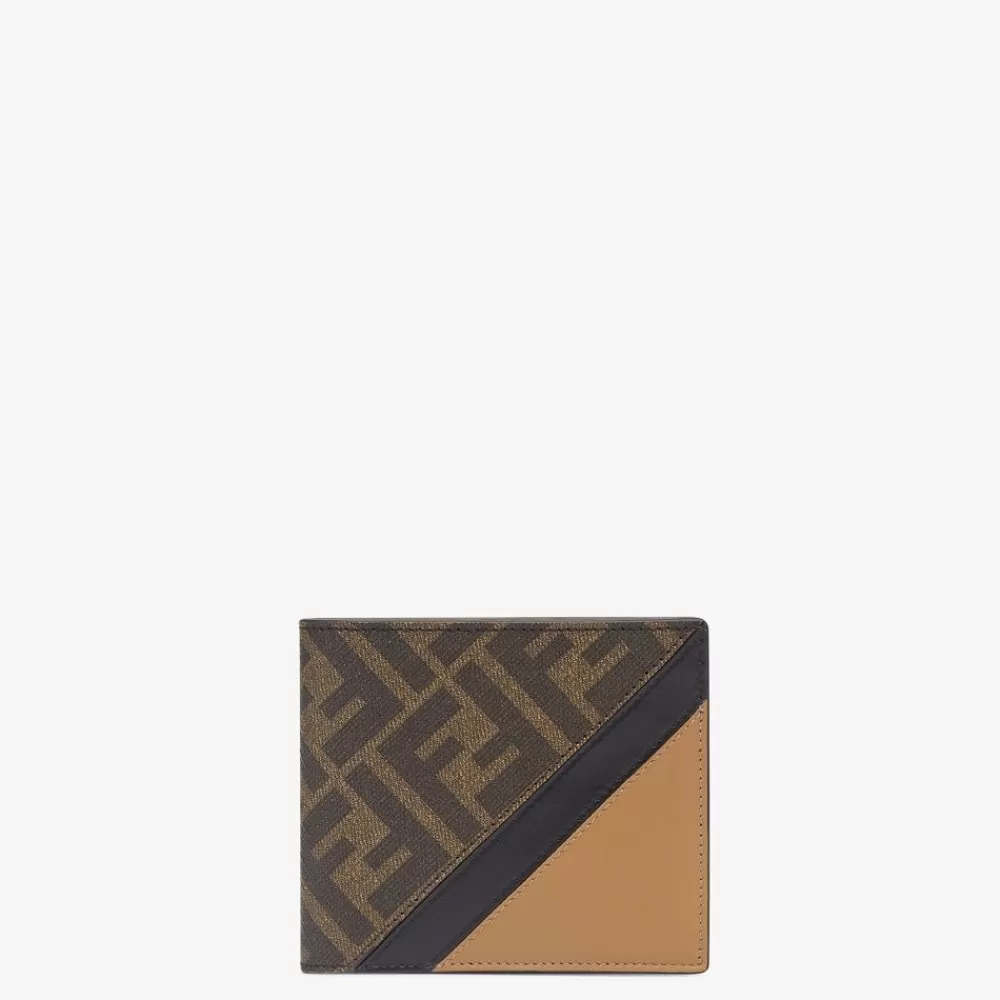 Portafogli>Fendi Bi-Fold In Tessuto Marrone