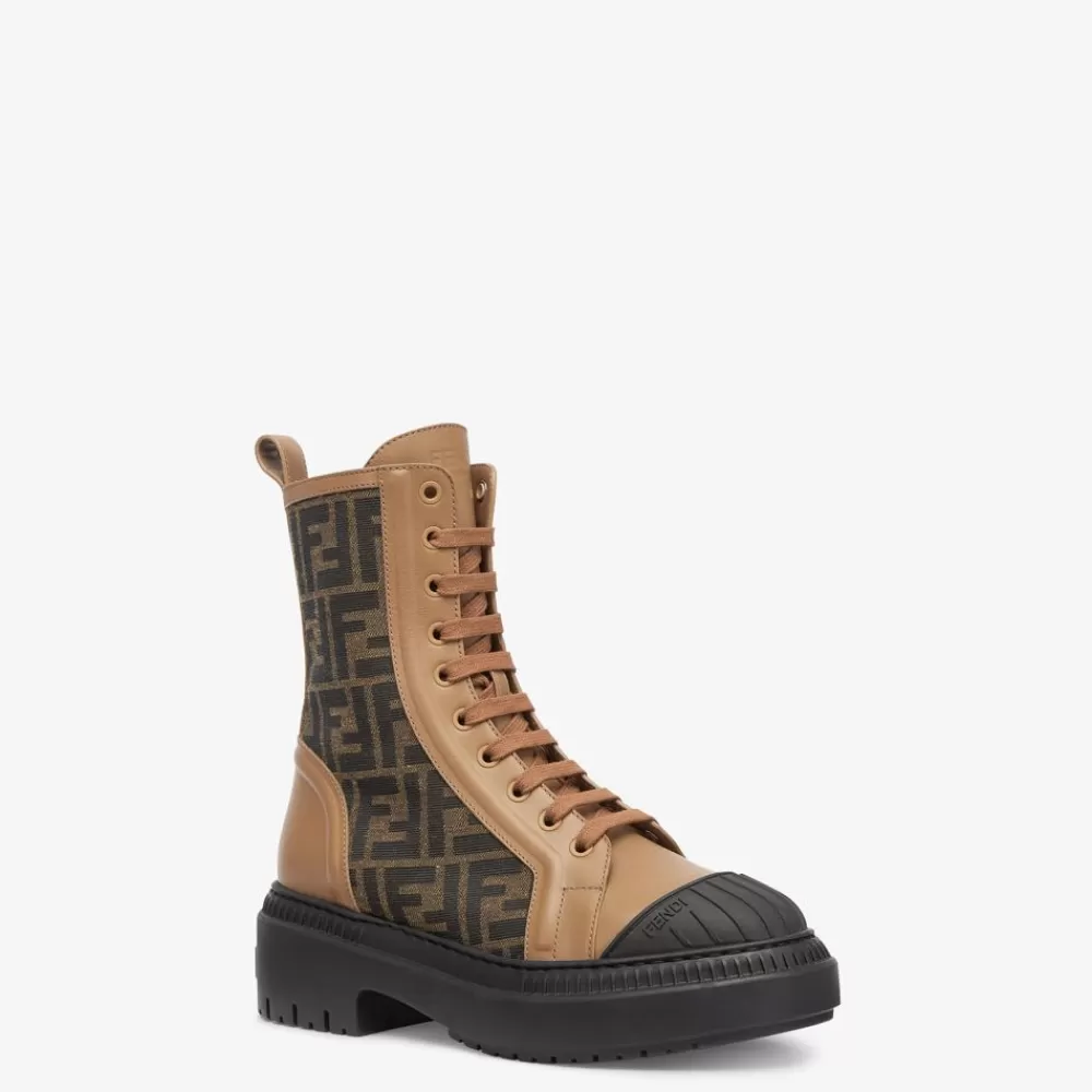 Stivali E Stivaletti>Fendi Biker In Pelle Beige