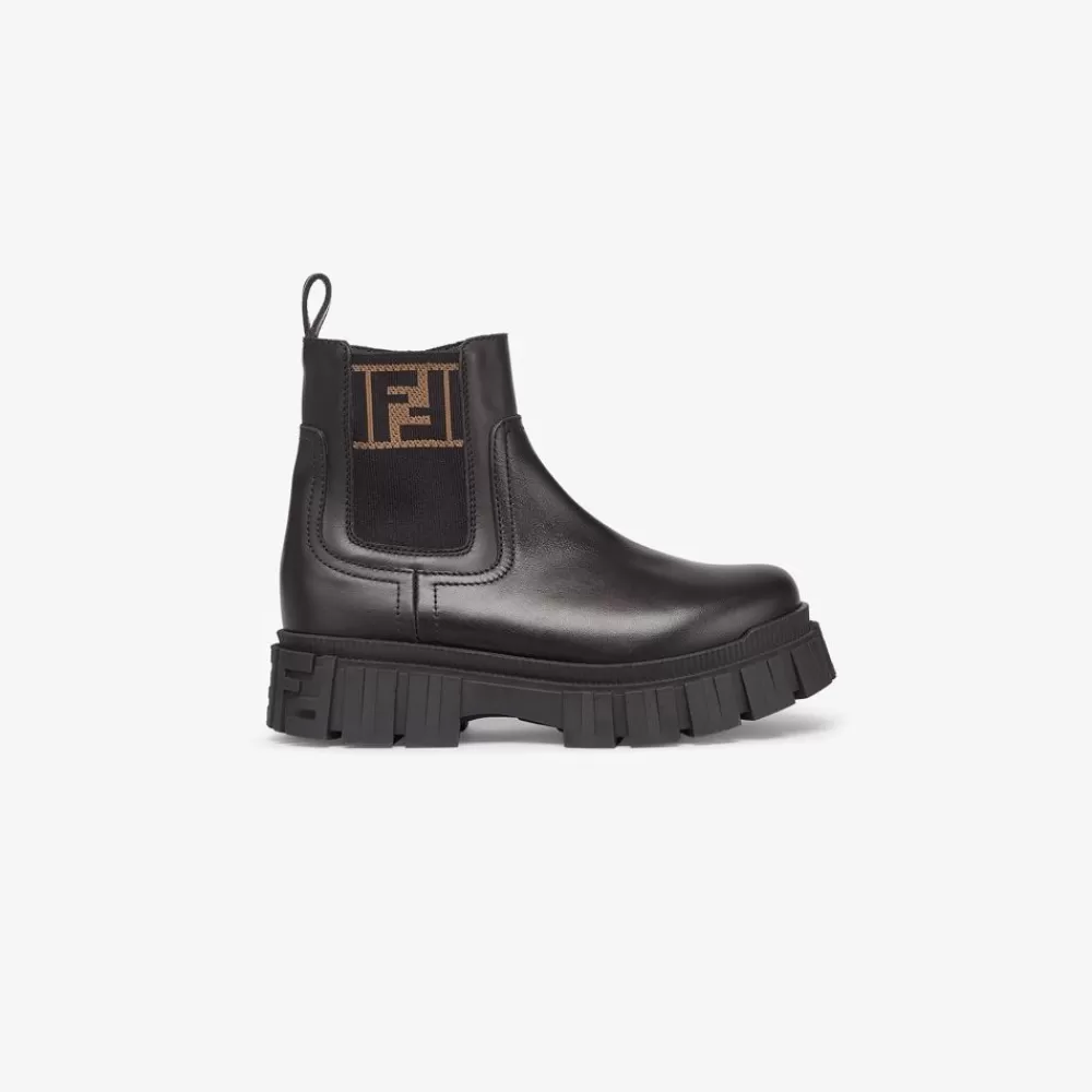 Scarpe>Fendi Biker Junior In Pelle E Logo