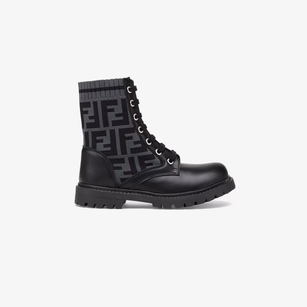 Scarpe>Fendi Biker Junior In Pelle Nera