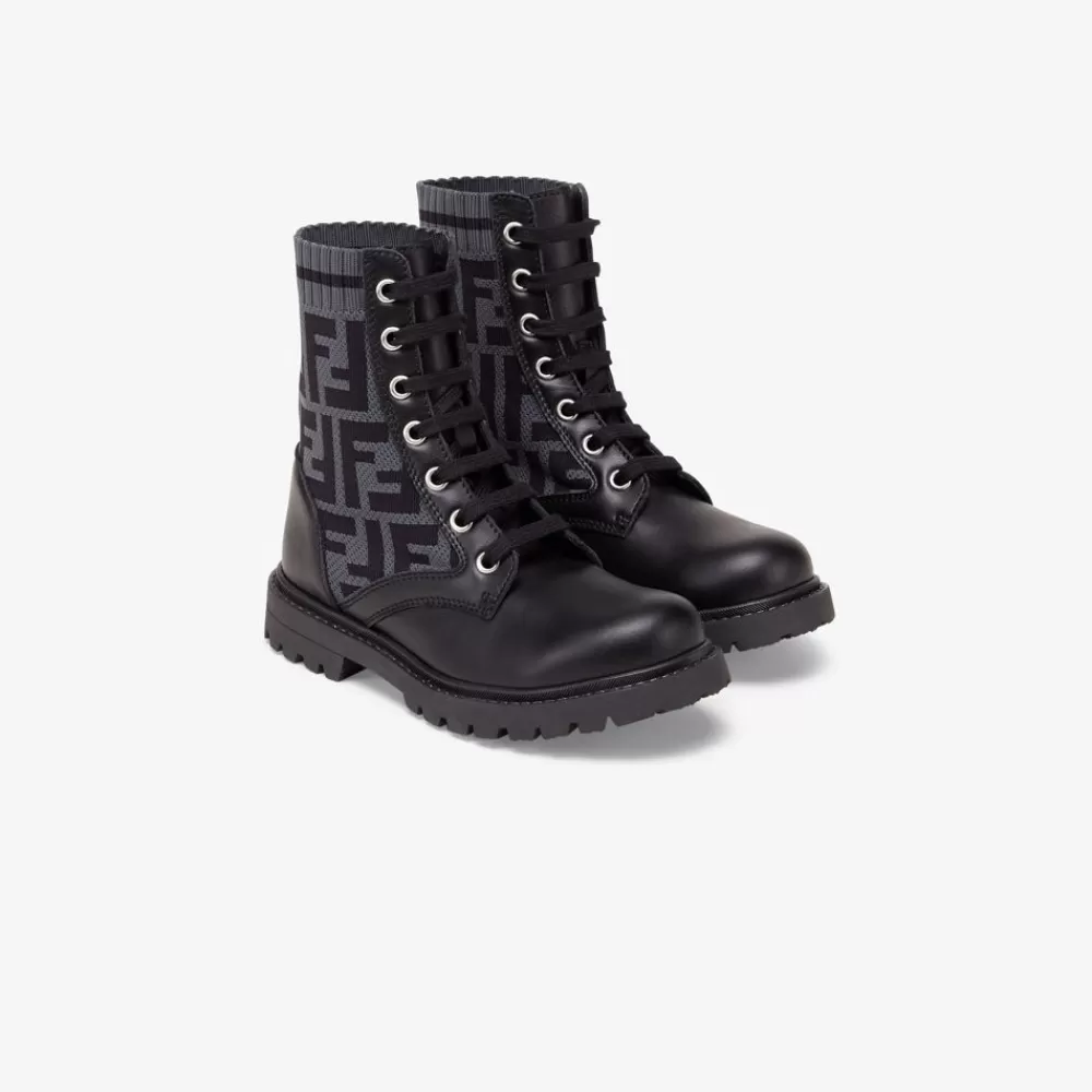 Scarpe>Fendi Biker Junior In Pelle Nera