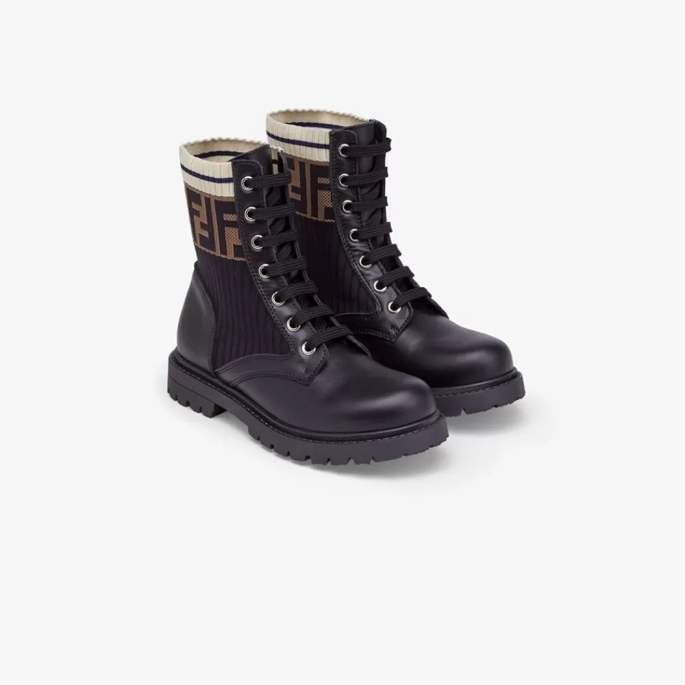 Scarpe>Fendi Biker Junior Unisex In Pelle E Tessuto