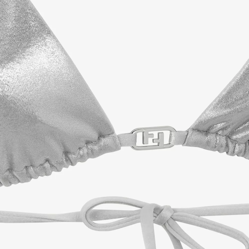 Costumi Da Bagno>Fendi Bikini In Lycra® Color Argento