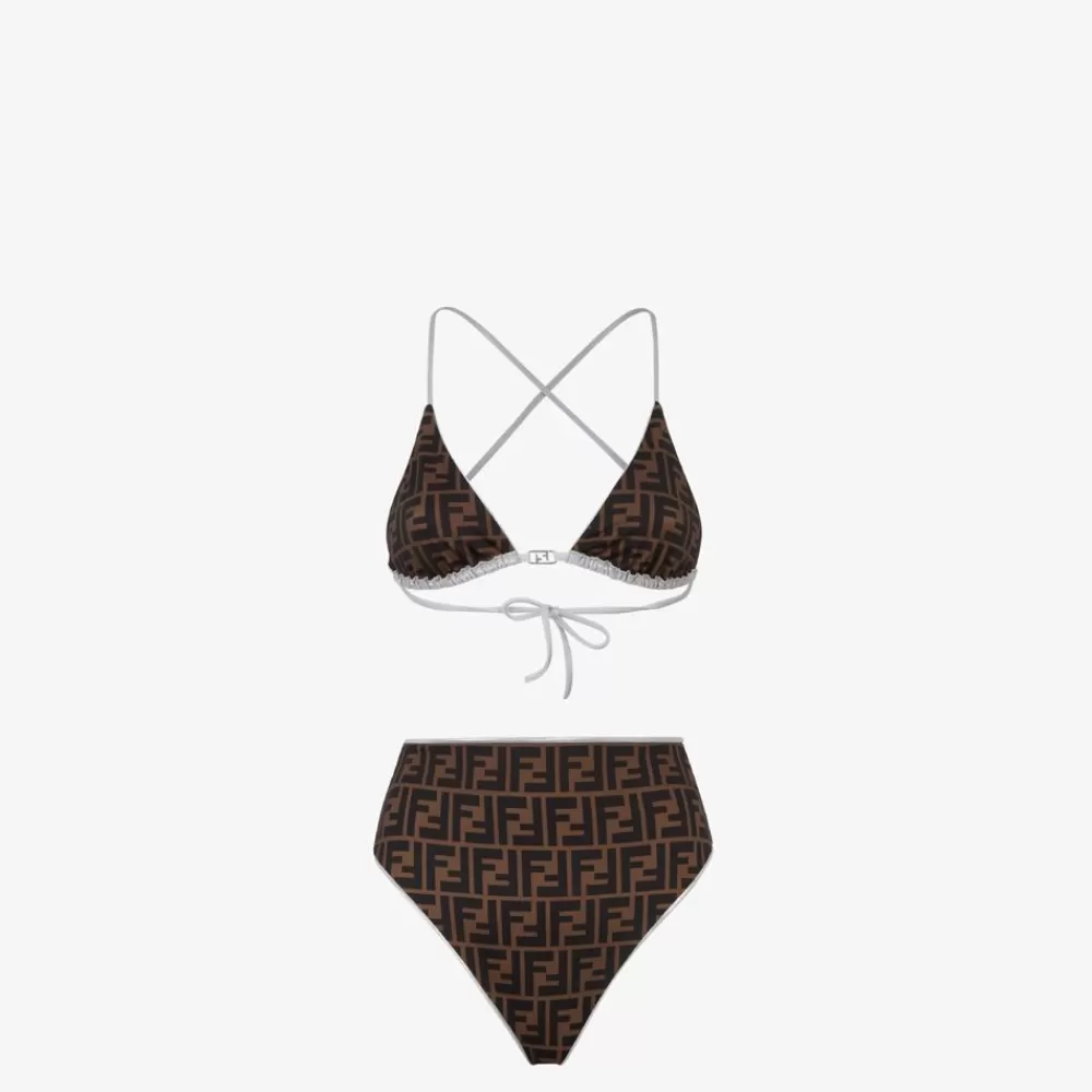 Costumi Da Bagno>Fendi Bikini In Lycra® Color Argento