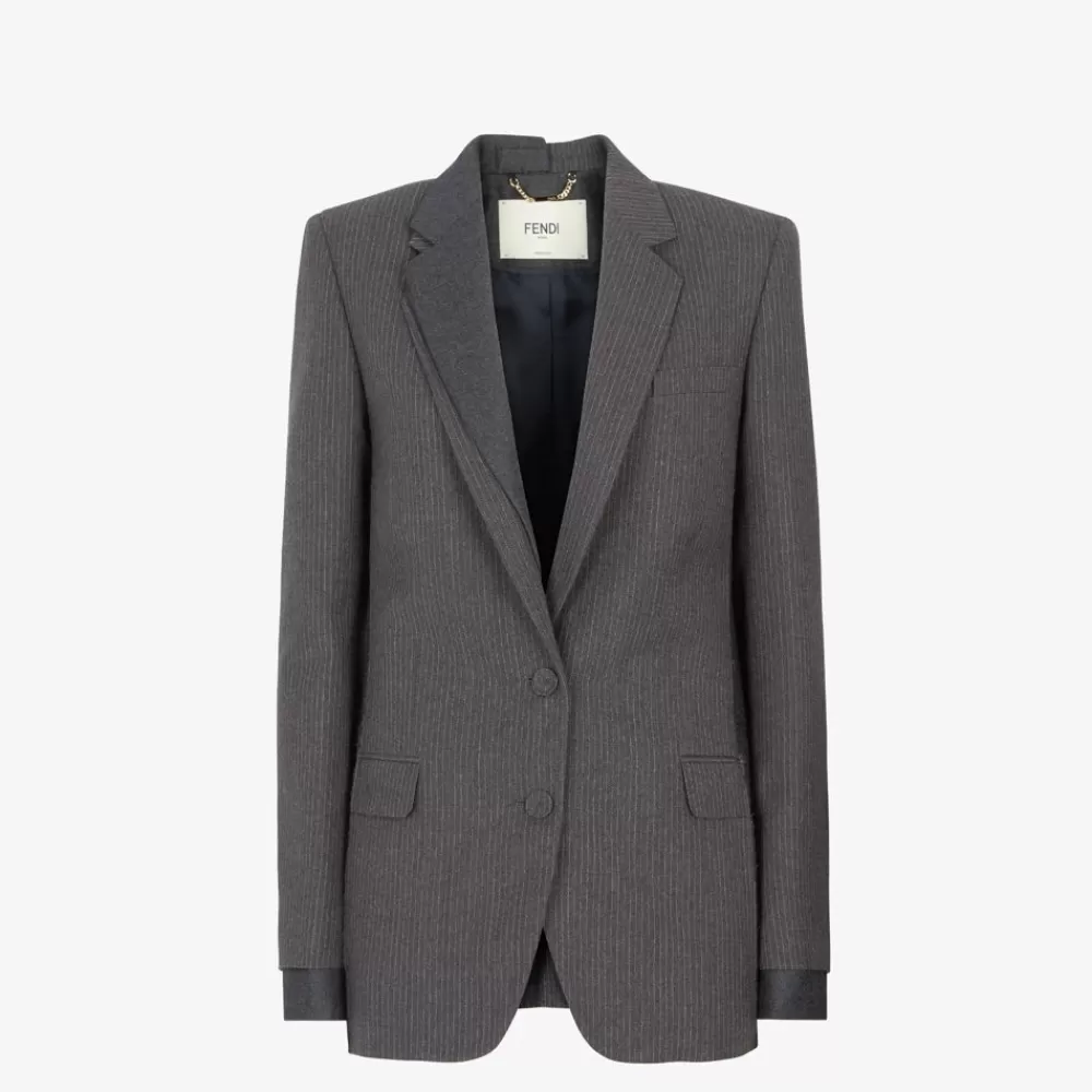 Giacche>Fendi Blazer In Flanella Grigia
